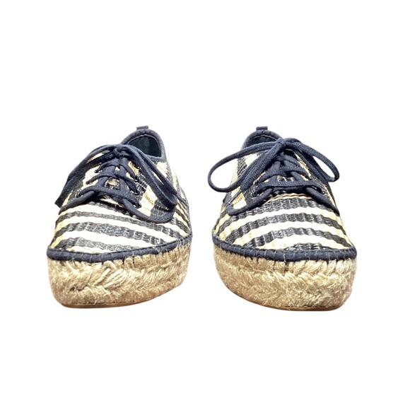 LOEFFLER RANDALL Alfie Raffia Black Tan Striped Espadrille Sneakers - Picture 9 of 12
